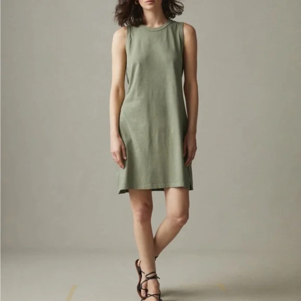 American Giant Sleeveless Olive Green Shift Dress